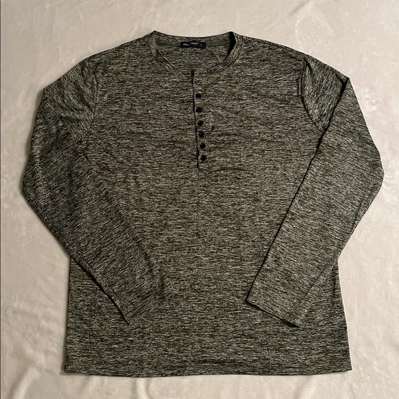 NWOT MLANM Casual Slim Fit Henley long sleeve shirt - Picture 1 of 3